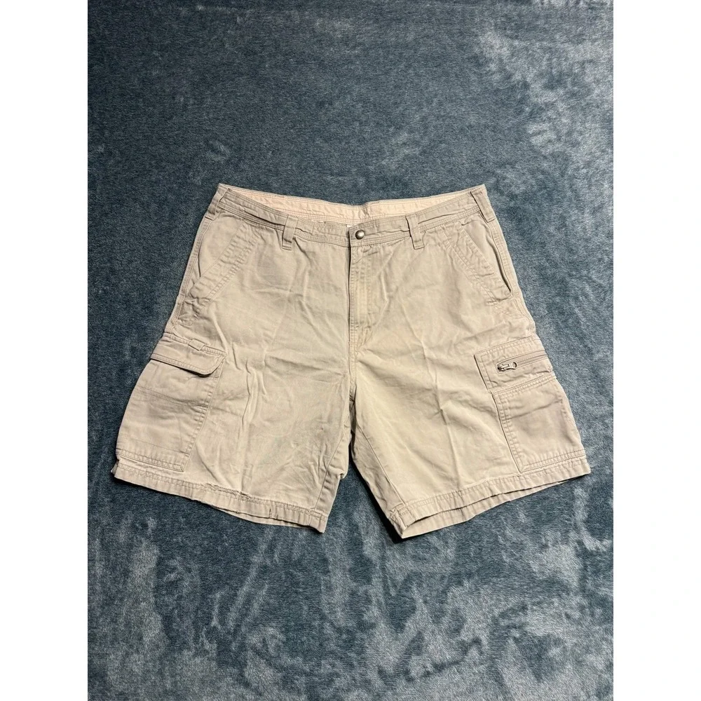 Columbia Men Size 38 Tan Cotton Cargo Hiking Shorts Inseam 9